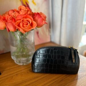 & Other Stories Small Leather Croc Clutch in Black with Gold Hardware, NWOT
